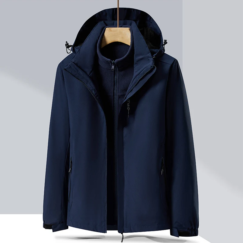 Three-in-One Removable Two-Piece Thickened Waterproof Breathable Mountaineering Suit. Provides ultimate protection and c
