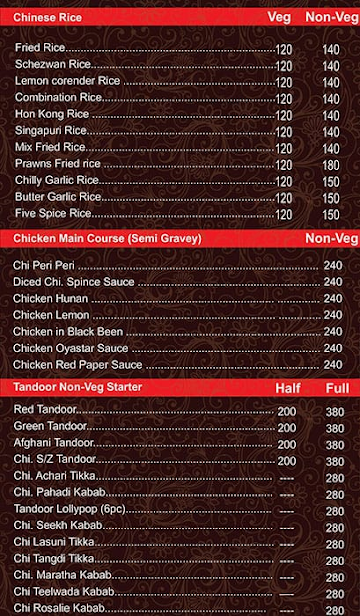 Desi Chinese menu 