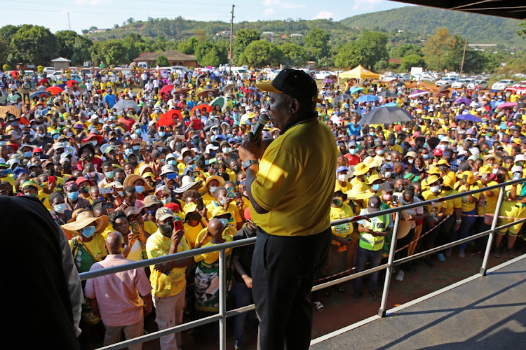 ANC President Cyril Ramaphosa addressing residents of Makonde in Vhembe where he is campaigning for his party as South Africans prepare for the November 1 local government elections.