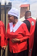 Winnie Madikizela-Mandela outside church in Soweto on Friday.