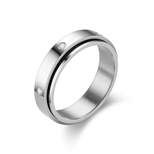 Title 10, Titanium Steel Rotatable Couple Diamond Ring – ...