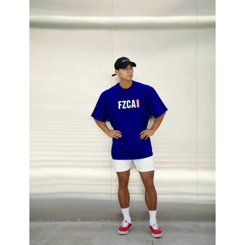 Camiseta Esportiva Casual Masculina Verão Manga Curta Solta Marca de Moda Roupas de Treino Top Meia Manga Treino ao Ar Livre Confortável