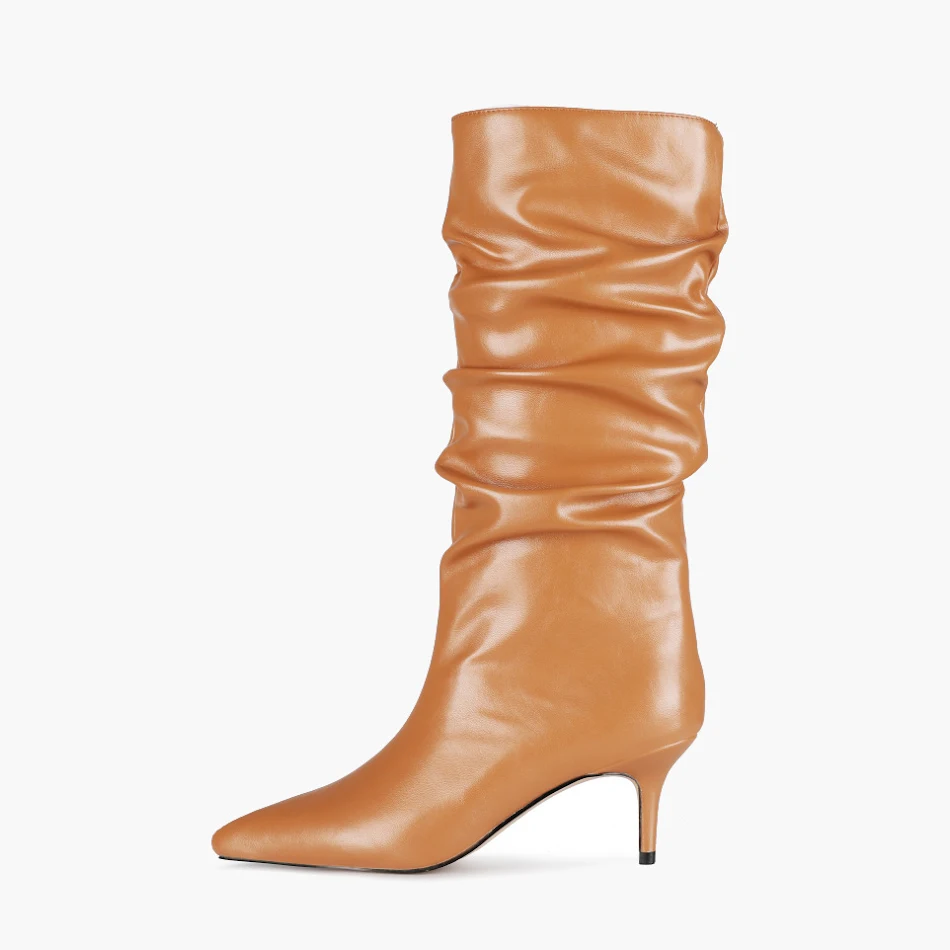 Autumn New Stiletto High Heel Fashion Pleated Boots. High boots for women. Elegant and stylish footwear, perfect for fas