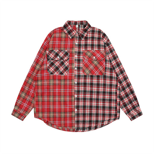 Title 2, Mens Plaid Long-sleeved Shirt Trendy High Stre...