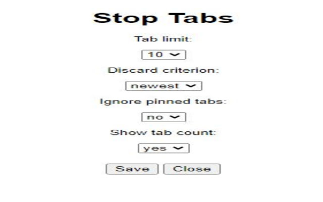 Stop Tabs 10 chrome extension