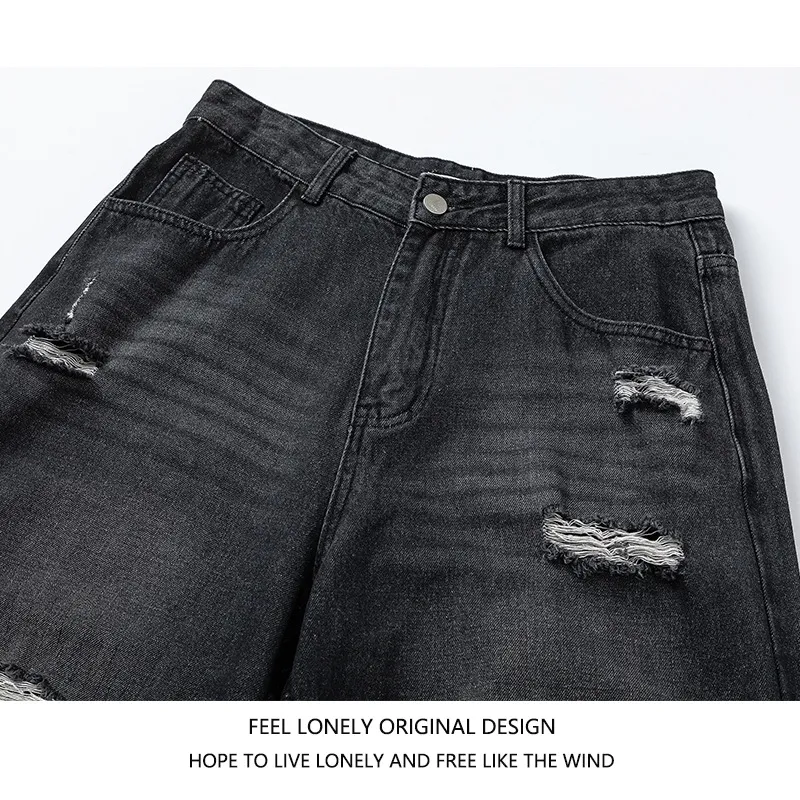 Herren American High Street Jeans mit Camouflage-Naht, weites Bein, für einen lässigen Streetstyle-Look, bequeme Passform, modisch und modern.