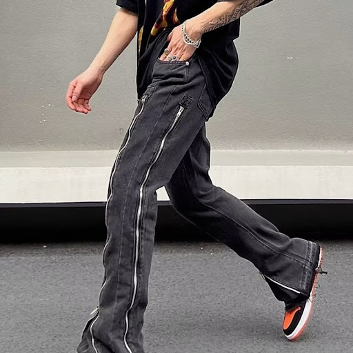 Title 4, Black Zippered Straight Slightly Flared Casual ...