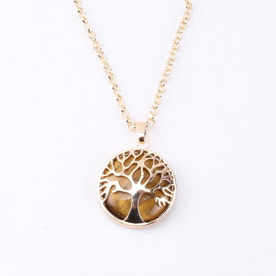 Tree of Life ketting met natuursteen, een symbool van verbinding en groei. Ervaar de elegantie en de energie van de natuur.