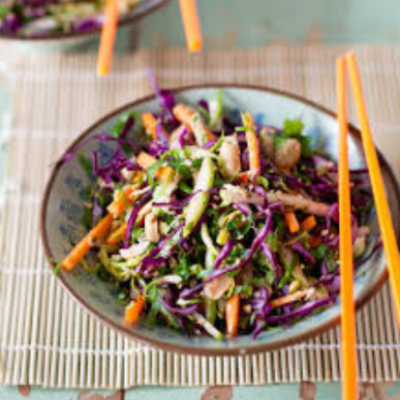 (New) Asian Slaw With Peanut Dressing Chicken