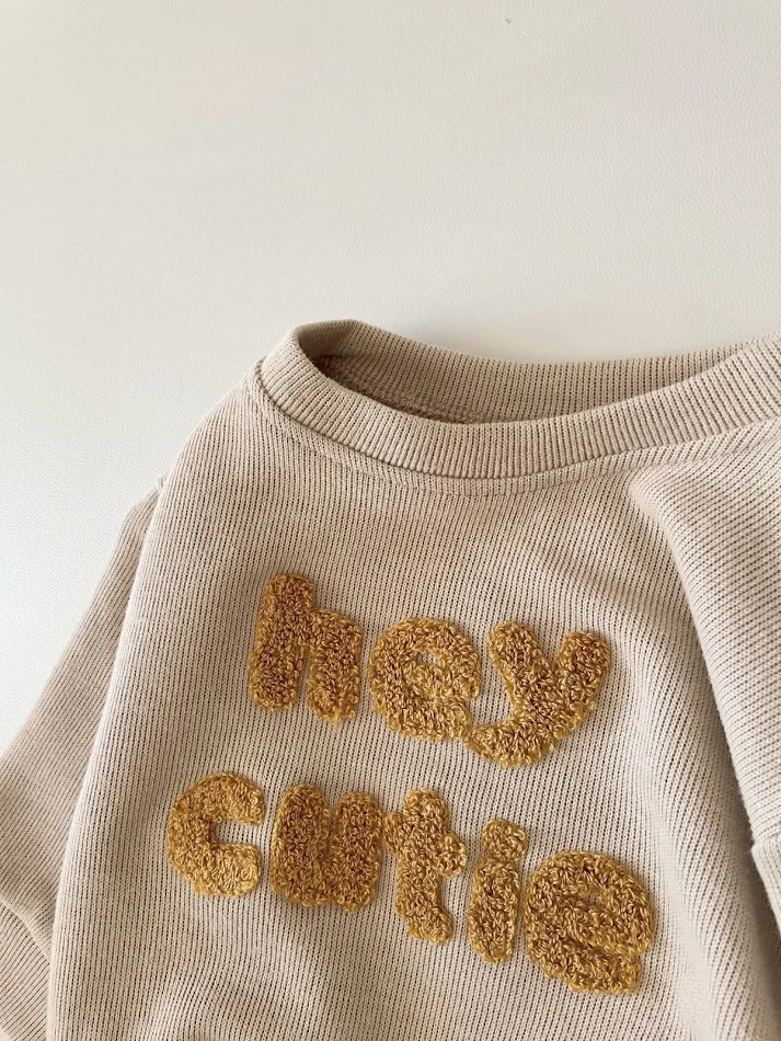 Spring and Autumn Newborn Alphabet Embroidery Baby Long Sleeve Two-piece Suit, a comfortable and stylish outfit for your