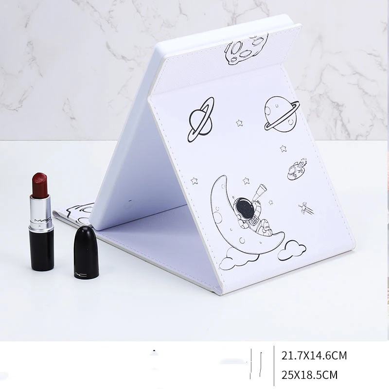 Draagbare Make-up Spiegel met LED Verlichting Opvouwbare Lichtgevende Bureau Spiegel Perfect voor Onderweg en Thuis Ideaal voor Make-up
