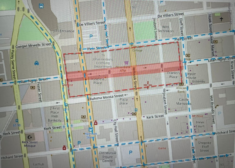 The affected area and alternative routes.