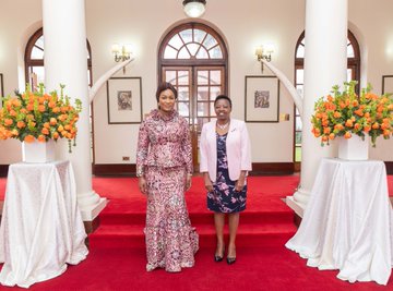 First lady Rachel Ruto and Samira Bawumia .Bawumi , Spouse to the Vice President of the Republic of Ghana at State House. on September 14, 2022