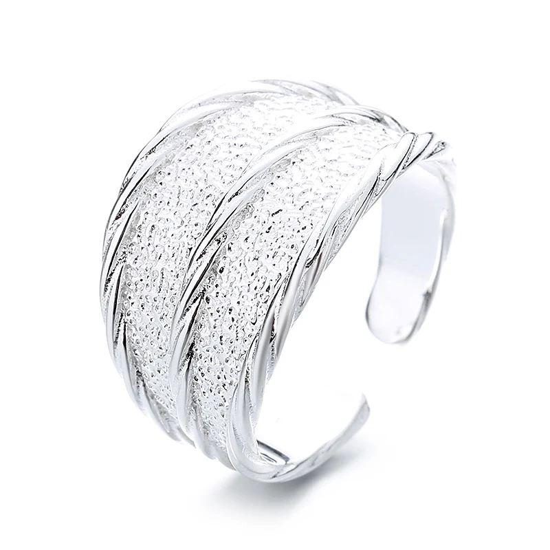 Bague en Argent Sterling S925 Minimaliste Texture Concave-Convexe Simple Confort Quotidien Élégance Discrète Bijou Femme Durable