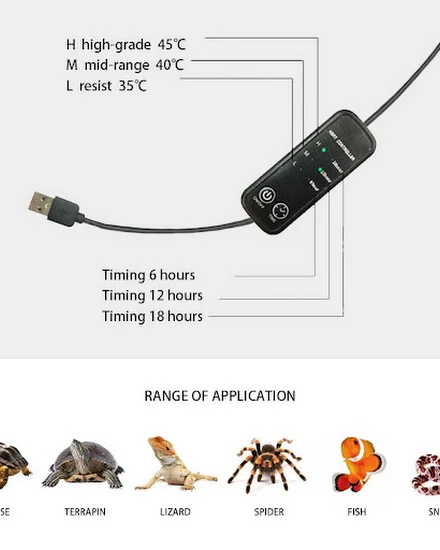 USB Reptile Heat Pad Adjustable Temperature Control Lizar... - 0