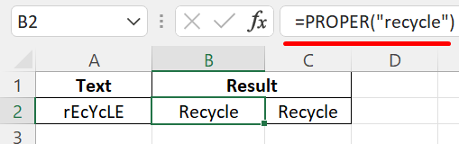 PROPER function - Text argument