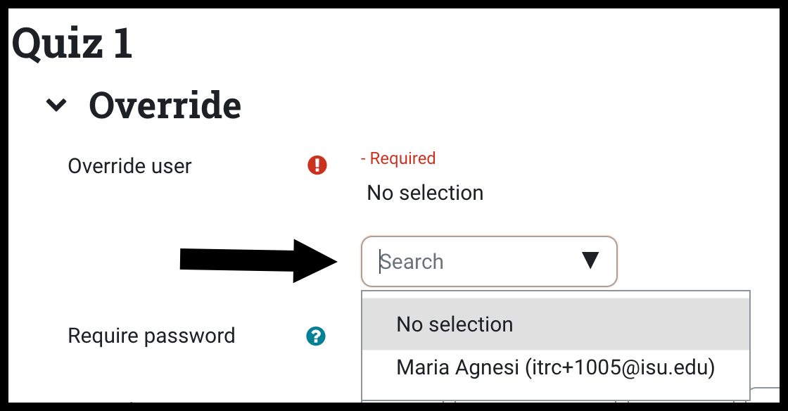 Arrow pointing to search field