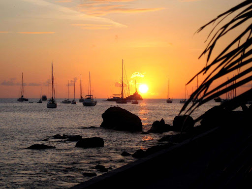 A golden tropical sunset on St. Barts. 