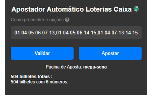 Apostas automáticas Loterias Caixa