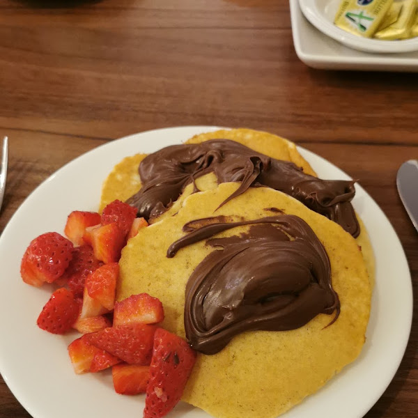 Pancakes from the breakfast buffet