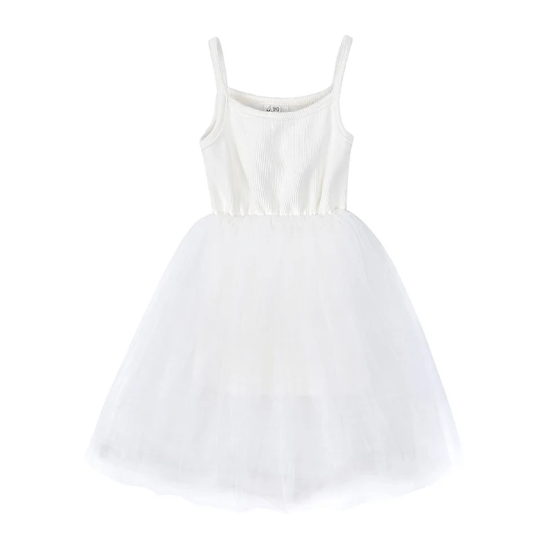 Meisjes rib mesh camisole jurk. Een luchtige en comfortabele jurk voor warme zomerdagen. Stijlvol en perfect voor casual gelegenheden.