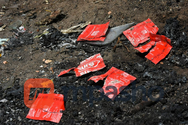 Condom wraps seen in Nairobi CBD on 24, November 2021.