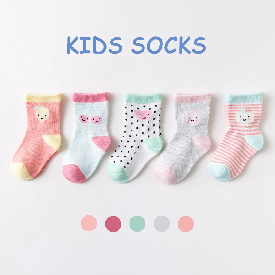 5 paar dunne kinder sokken voor lente en zomer, ademend, licht en comfortabel, ideaal voor warme dagen en actieve kinderen.