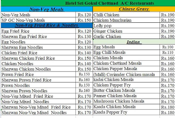 Sri Ramas Cafe menu 