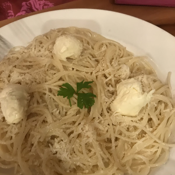 Plain spag with cheese for my daughter