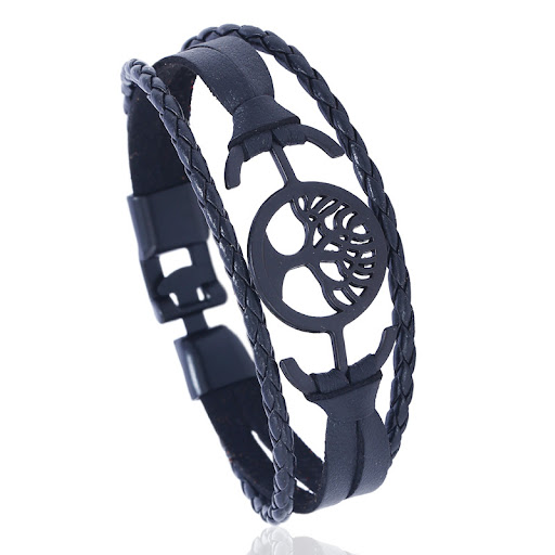 Title 9, Christmas Tree Buckle Leather Bracelet. Cowhide...