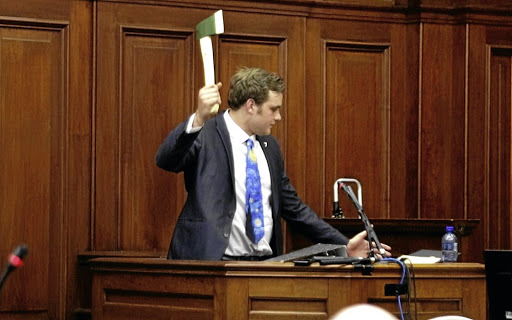 ACTION In a chilling moment in the Cape Town High Court on Wednesday, Henri van Breda swung a dummy axe in a re-enactment of the murder of his brother, Rudi. Prosecutor Susan Galloway asked him to describe what had transpired in the bedroom they shared