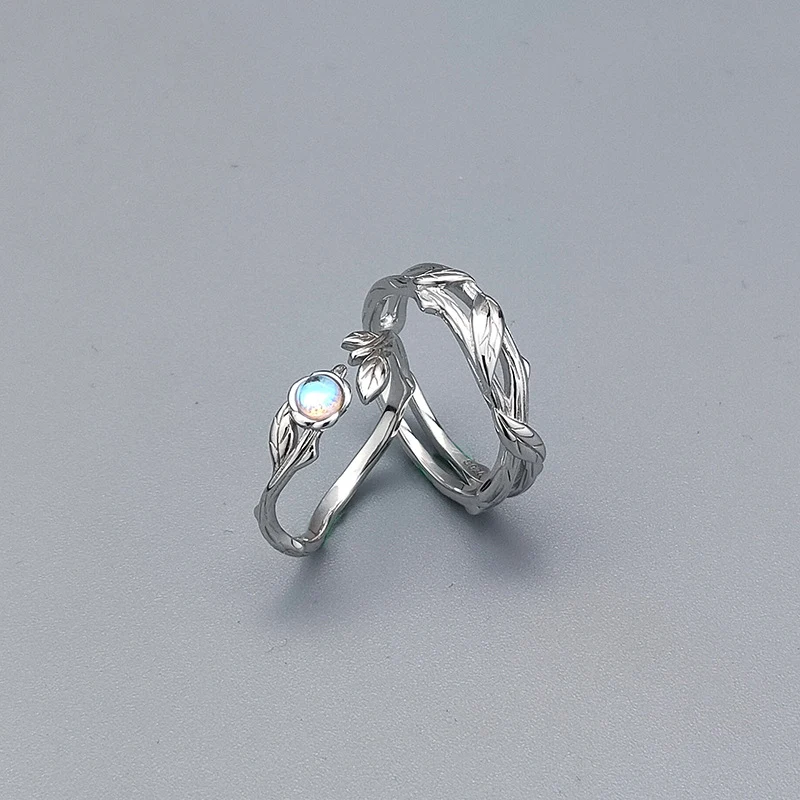 Doornroos-koppelringen, uniek design voor hem en haar, roestvrij staal, perfect voor verloving, bruiloft, cadeau