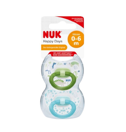 Bộ 2 ti giả Silicone Nuk Happydays 0-6m