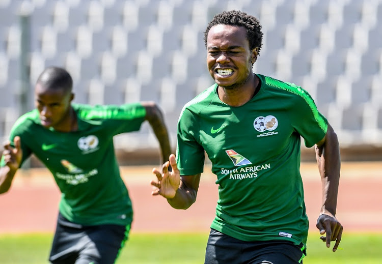 Percy Tau of Bafana Bafana during the Training Match between South Africa and Swallows FC at Dobsonville Stadium on September 04, 2019 in Johannesburg, South Africa.