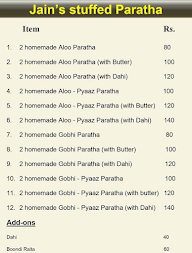 Jain's Stuffed Paratha menu 1