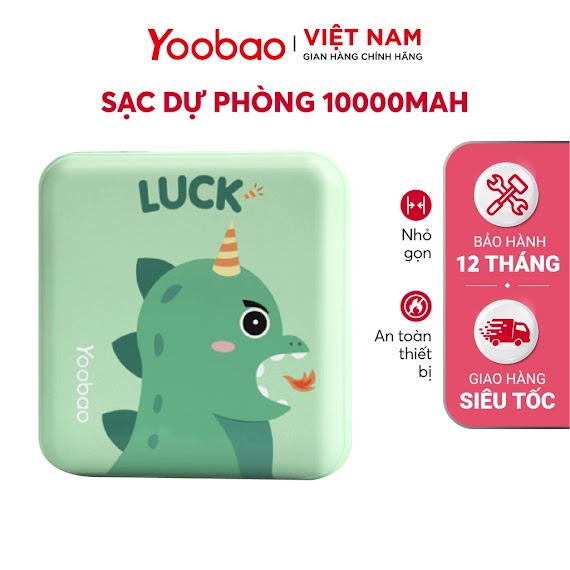 Sạc Dự Phòng Mini Dễ Thương 10000Mah Yoobao M4 Mini - Sạc Đồng Thời 2 Cổng - Bảo Hành 12 Tháng