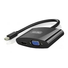 Cáp chuyển đổi MiniDisplayport sang Cổng VGA+HDMI 0.2m Unitek (Y 6328BK) (F)