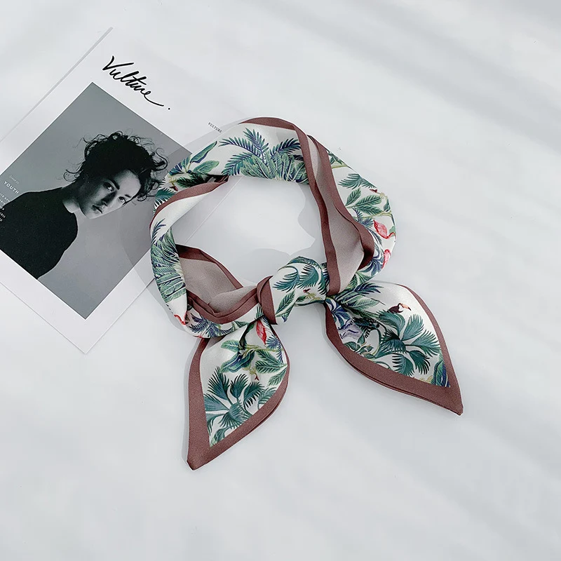 Ins lenço de seda feminino versão coreana de canto selvagem decoração pequeno cachecol estreito primavera e outono tira longa pequeno sc