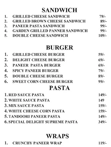 The Crunchy Burgers menu 