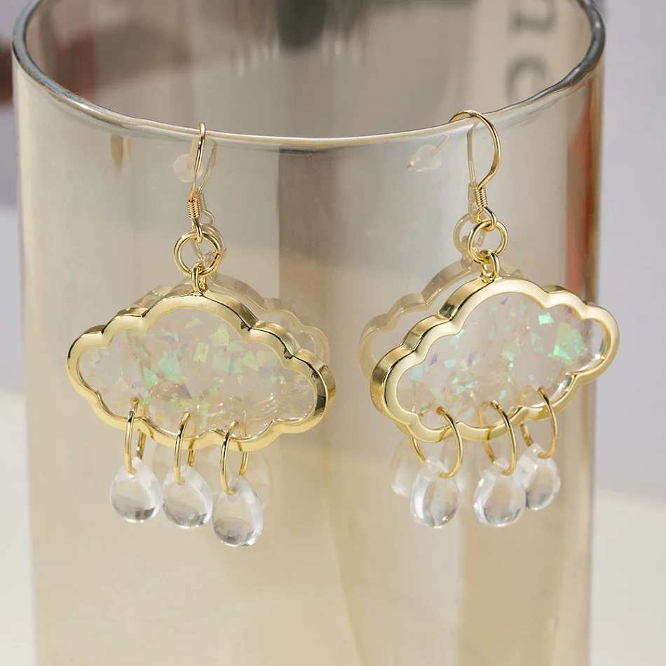 Kleurrijke Wolken Regendruppels Sieraden Oorbellen Opvallende Accessoires voor Vrouwen Fleur je look op met deze unieke oorbellen Lichtgewicht en comfortabel
