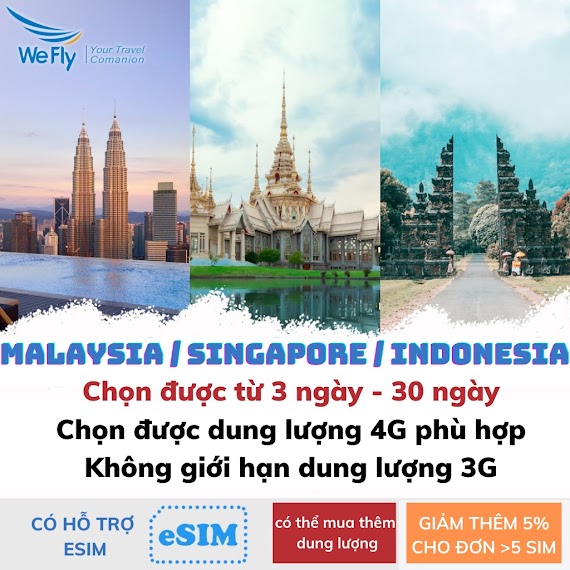 Sim Du Lịch Malaysia Singapore Indonesia Tốc Độ Cao 4G Không Giới Hạn Dung Lượng