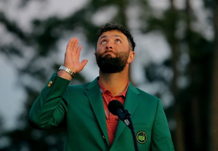 Spain's Jon Rahm thanks the late Seve Ballesteros during his speech after winning The Masters at Augusta National Golf Club, Augusta in Georgia, the US, April 9 2023. Picture: BRIAN SNYDER/REUTERS