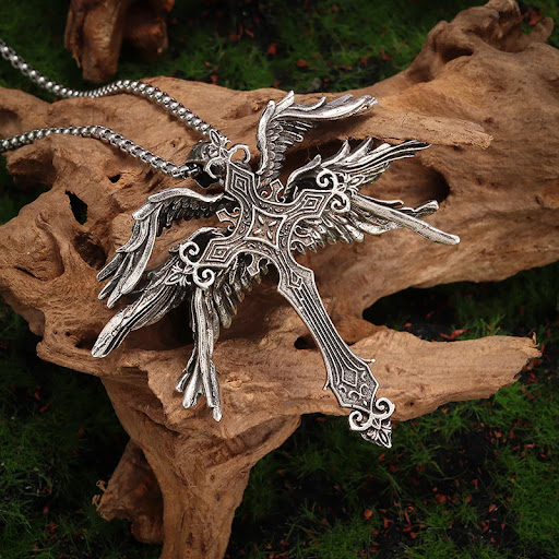 Title 3, Vintage Silver Six Winged Angel Wings Cross Pen...