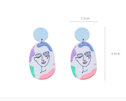 Title 5, Abstract Face Artistic Earrings Cute And Gracef...