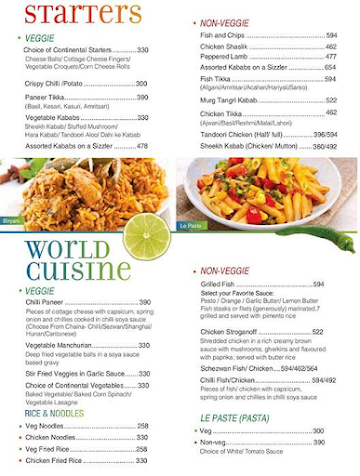 Avishi Greens menu 