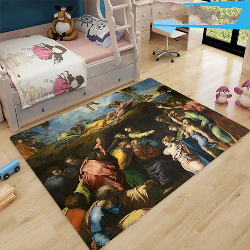 Title 3, World Famous Paintings Carpet Ottoman, Two-dime...