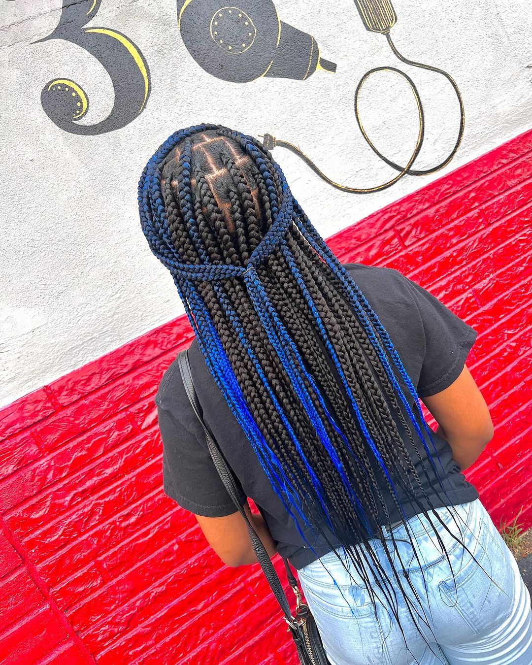 Black and Blue Bohemian Knotless Braids