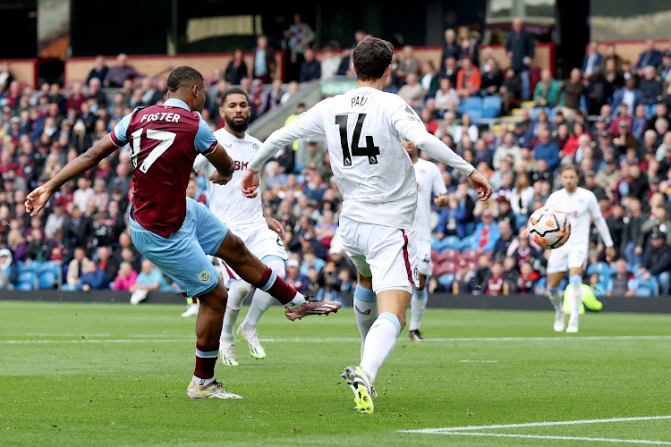 Lyle Foster scores Burnley's goal in their 3-1 Premier League defeat to Aston Villa at Turf Moor in Burnley on Sunday.