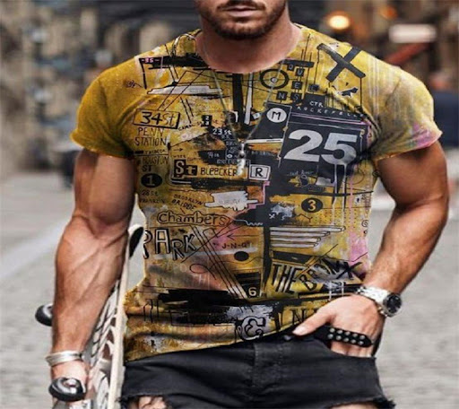 Title 7, Mens New Fashion Print Simple T-shirt