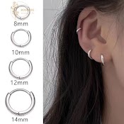 Đôi Bông Tai Tròn Bằng Thép Không Gỉ Màu Bạc 8Mm / 10Mm / 12Mm / 14Mm Độc Đáo Cho Nữ